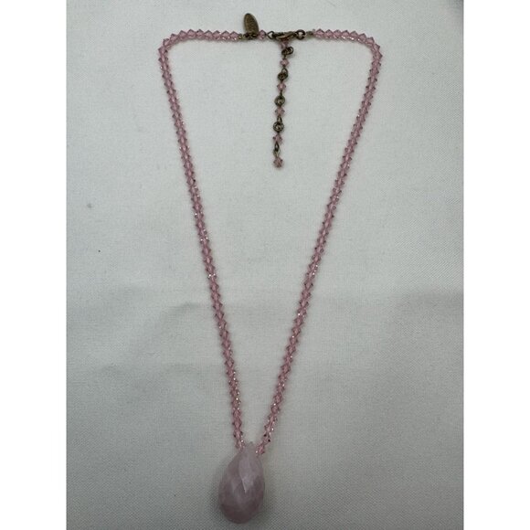 Miriam Haskell Pink Crystal Necklace Faceted Drop Vintage Signed Rare Estate - Picture 9 of 10